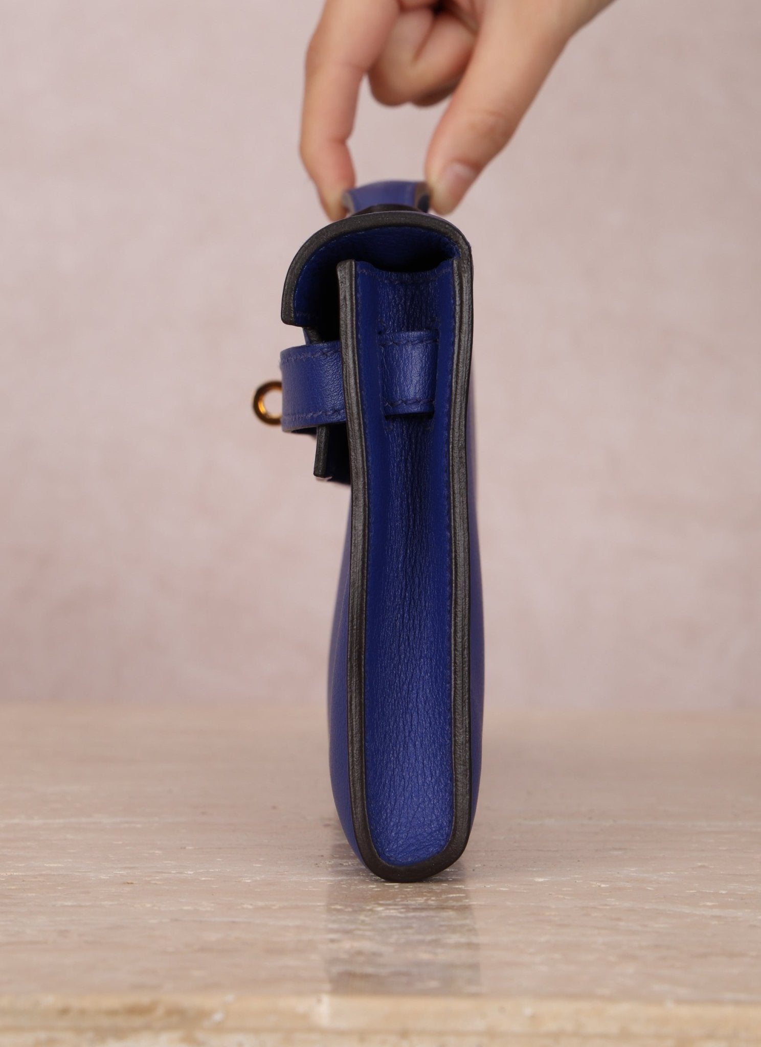 Hermes 2011 Swift Bleu Electrique Kelly Cut Clutch Pochette w/ GHW - FashioNica