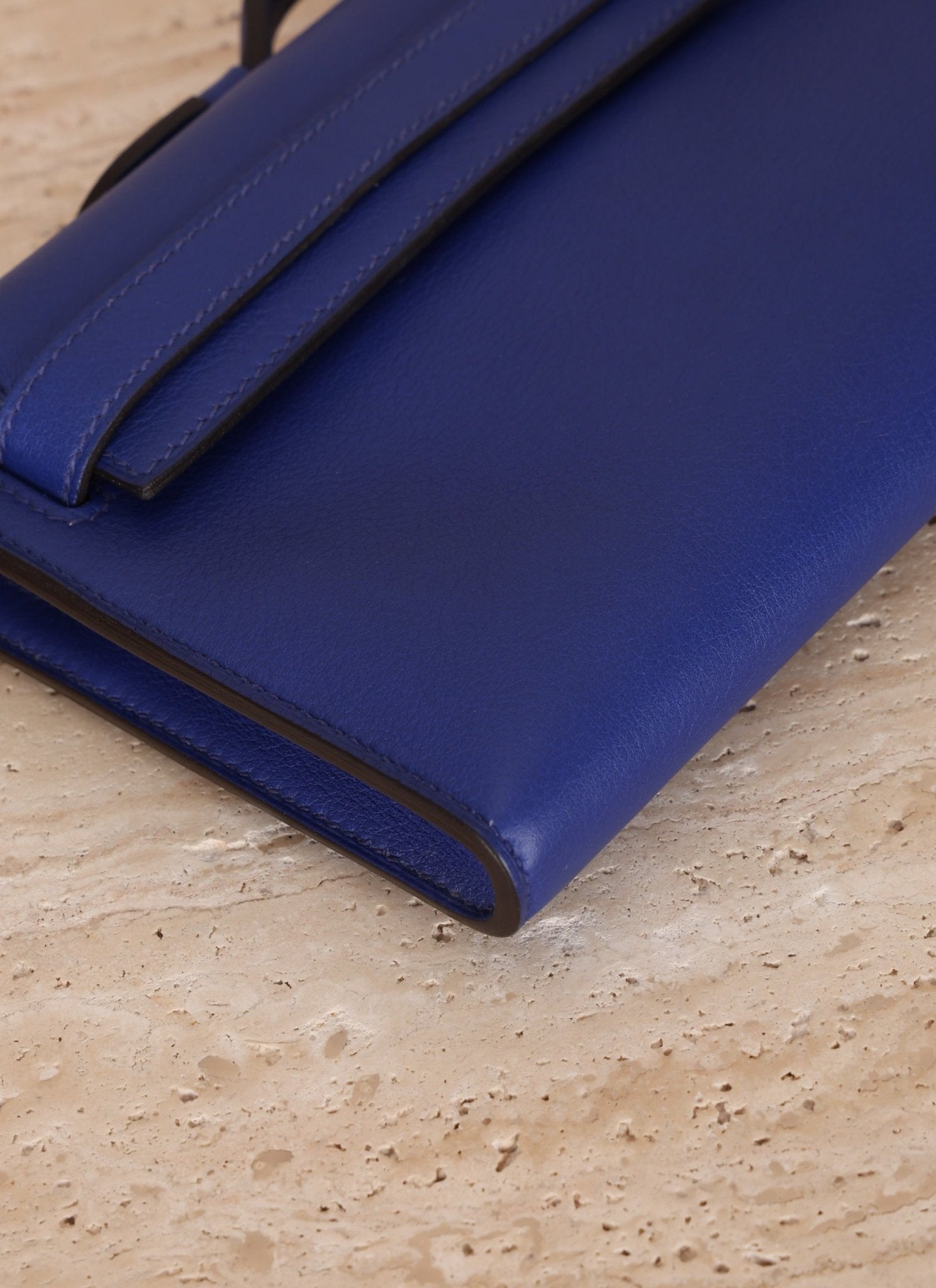 Hermes 2011 Swift Bleu Electrique Kelly Cut Clutch Pochette w/ GHW - FashioNica