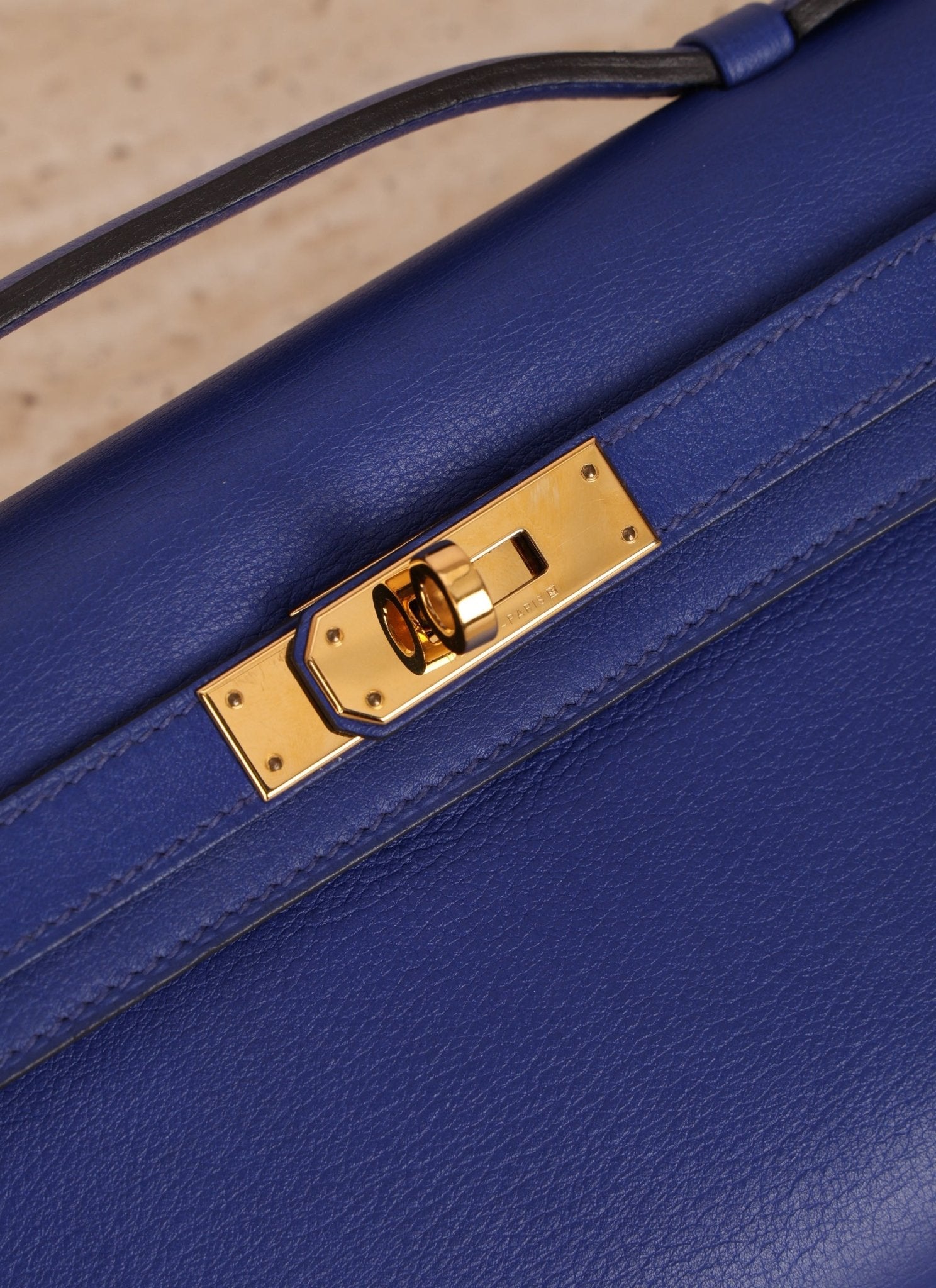 Hermes 2011 Swift Bleu Electrique Kelly Cut Clutch Pochette w/ GHW - FashioNica
