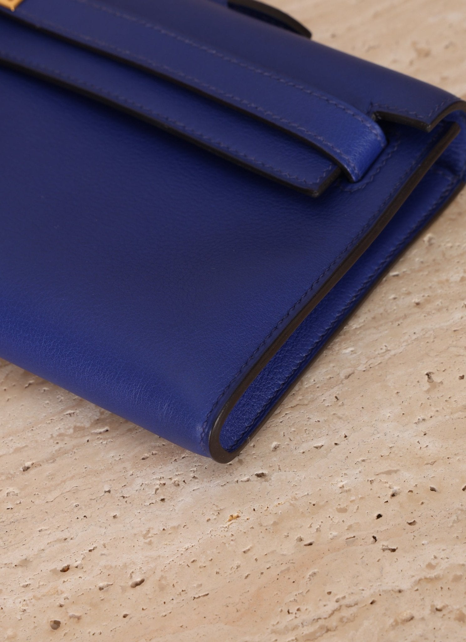 Hermes 2011 Swift Bleu Electrique Kelly Cut Clutch Pochette w/ GHW - FashioNica