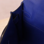 Hermes 2011 Swift Bleu Electrique Kelly Cut Clutch Pochette w/ GHW - FashioNica