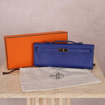 Hermes 2011 Swift Bleu Electrique Kelly Cut Clutch Pochette w/ GHW - FashioNica
