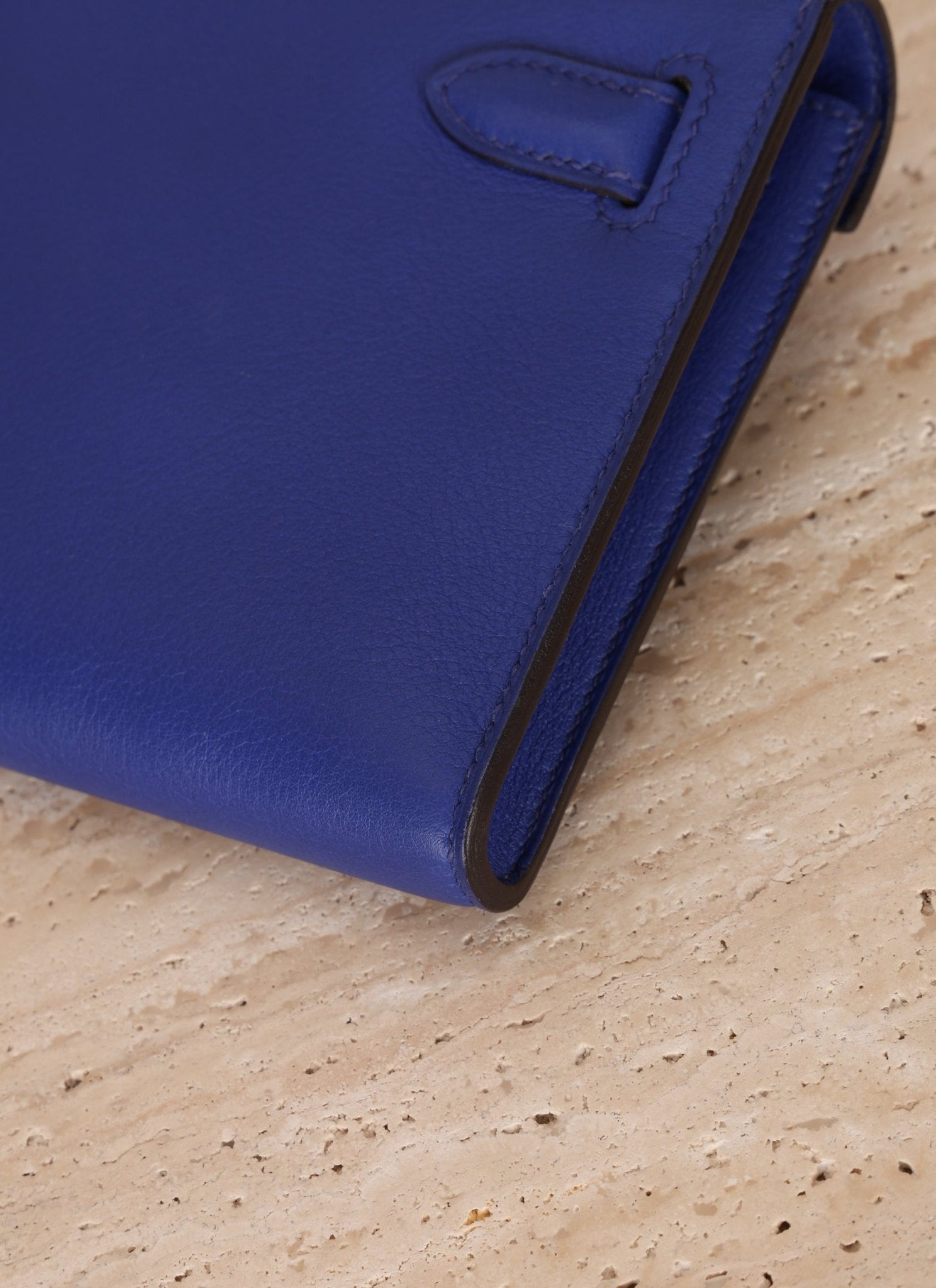 Hermes 2011 Swift Bleu Electrique Kelly Cut Clutch Pochette w/ GHW - FashioNica