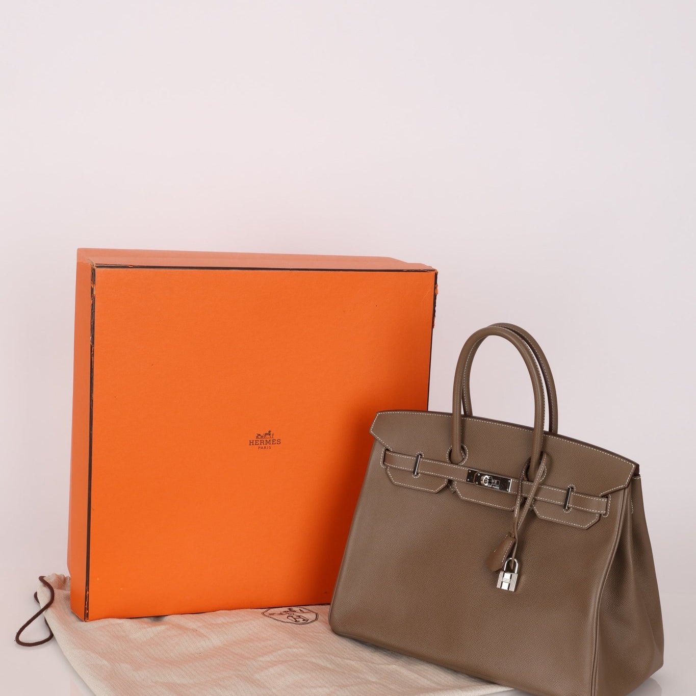 Hermès 2012 Etoupe Epsom Birkin 35 Retourne PHW - FashioNica
