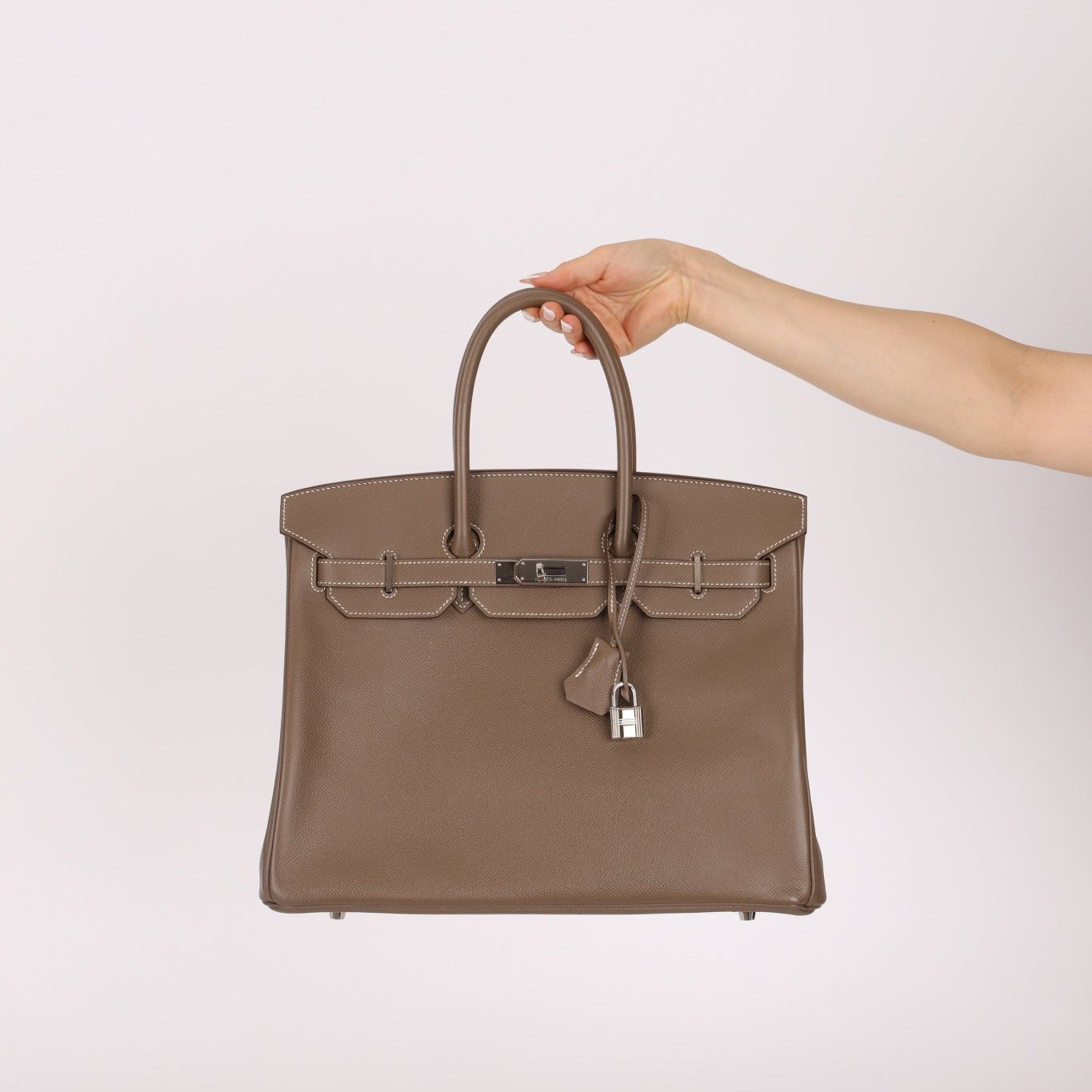 Hermès 2012 Etoupe Epsom Birkin 35 Retourne PHW - FashioNica