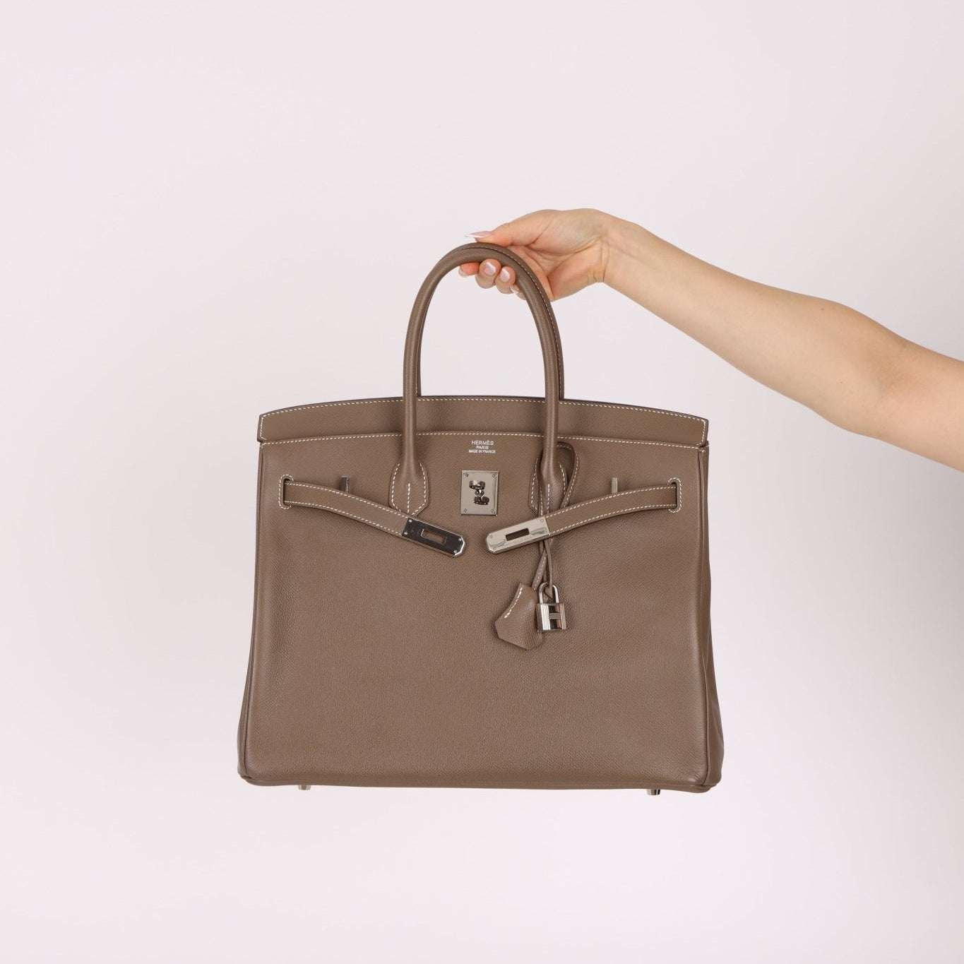 Hermès 2012 Etoupe Epsom Birkin 35 Retourne PHW - FashioNica