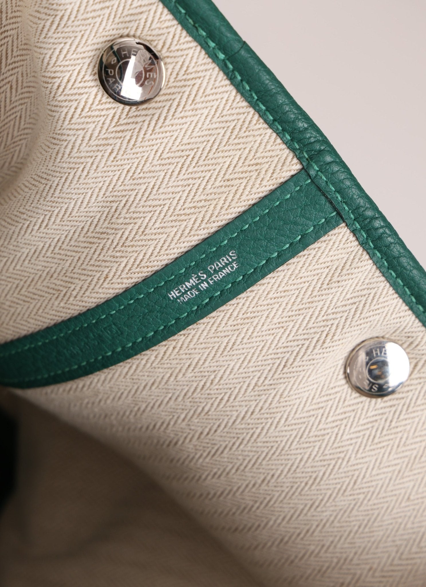 Hermès 2013 Malachite Negonda Garden Party 36 w/ Hermès Charm PHW - FashioNica