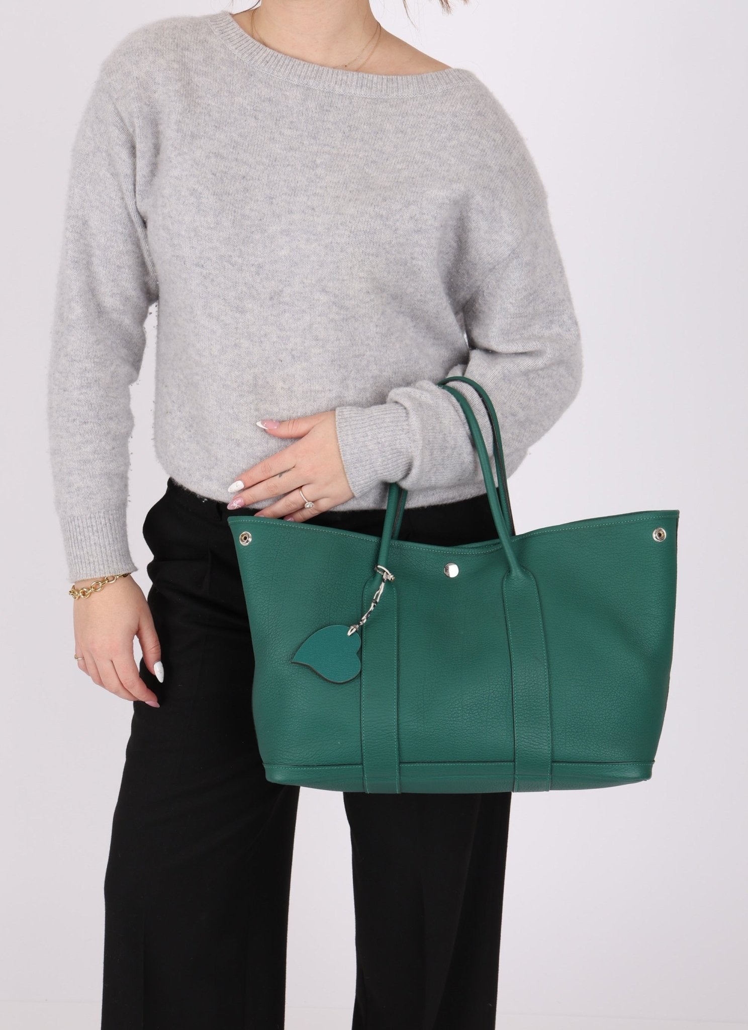 Hermès 2013 Malachite Negonda Garden Party 36 w/ Hermès Charm PHW - FashioNica