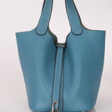 Hermès 2014 Bleu Jean Taurillon Clemence Picotin 18 PHW - FashioNica