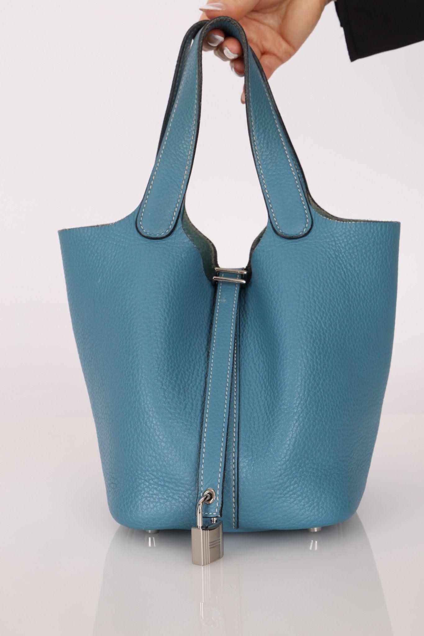 Hermès 2014 Bleu Jean Taurillon Clemence Picotin 18 PHW - FashioNica