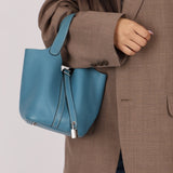 Hermès 2014 Bleu Jean Taurillon Clemence Picotin 18 PHW - FashioNica