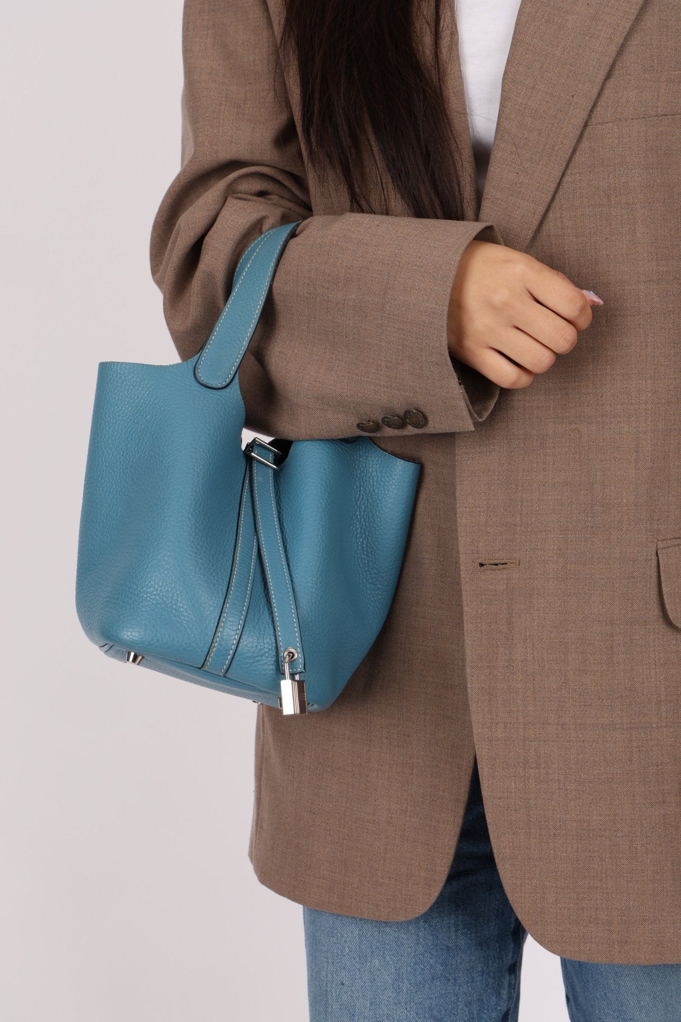 Hermès 2014 Bleu Jean Taurillon Clemence Picotin 18 PHW - FashioNica