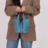 Hermès 2014 Bleu Jean Taurillon Clemence Picotin 18 PHW - FashioNica
