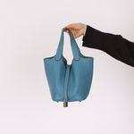 Hermès 2014 Bleu Jean Taurillon Clemence Picotin 18 PHW - FashioNica