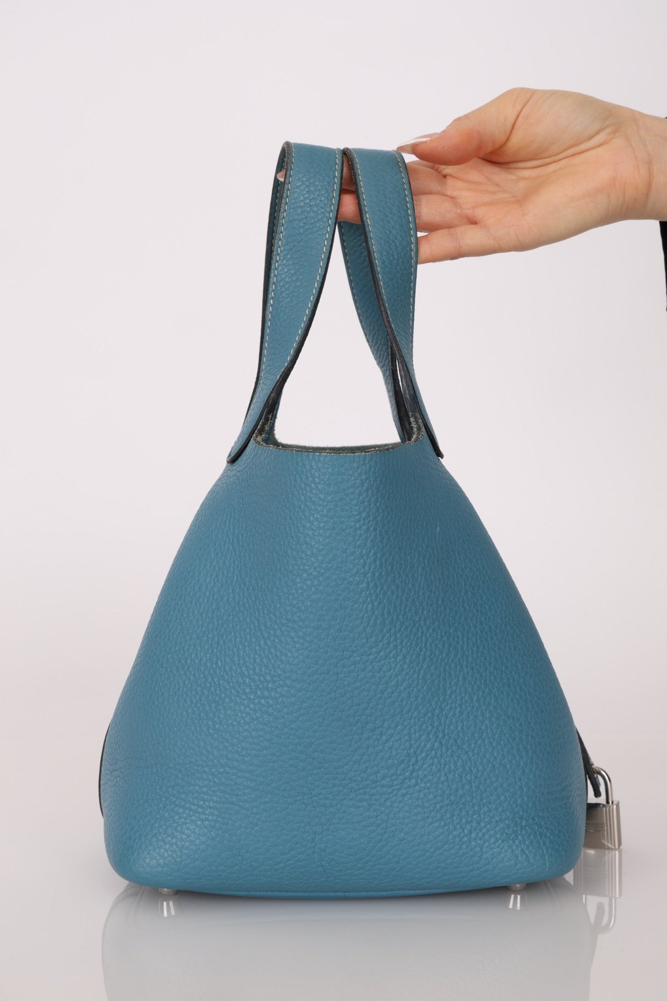 Hermès 2014 Bleu Jean Taurillon Clemence Picotin 18 PHW - FashioNica