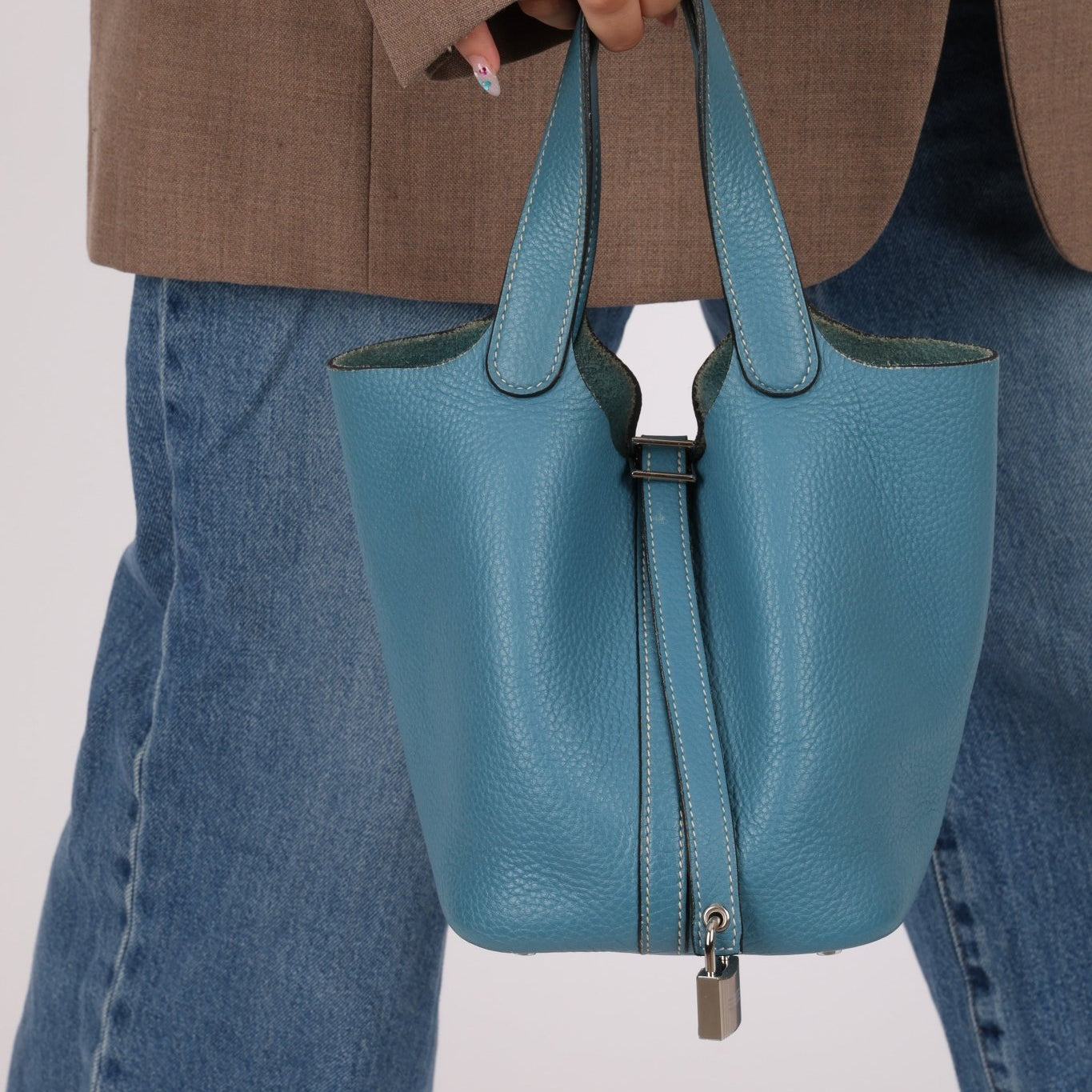 Hermès 2014 Bleu Jean Taurillon Clemence Picotin 18 PHW - FashioNica