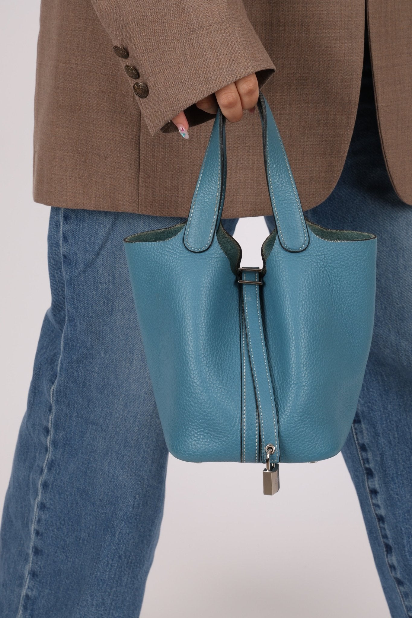 Hermès 2014 Bleu Jean Taurillon Clemence Picotin 18 PHW - FashioNica