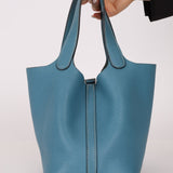 Hermès 2014 Bleu Jean Taurillon Clemence Picotin 18 PHW - FashioNica