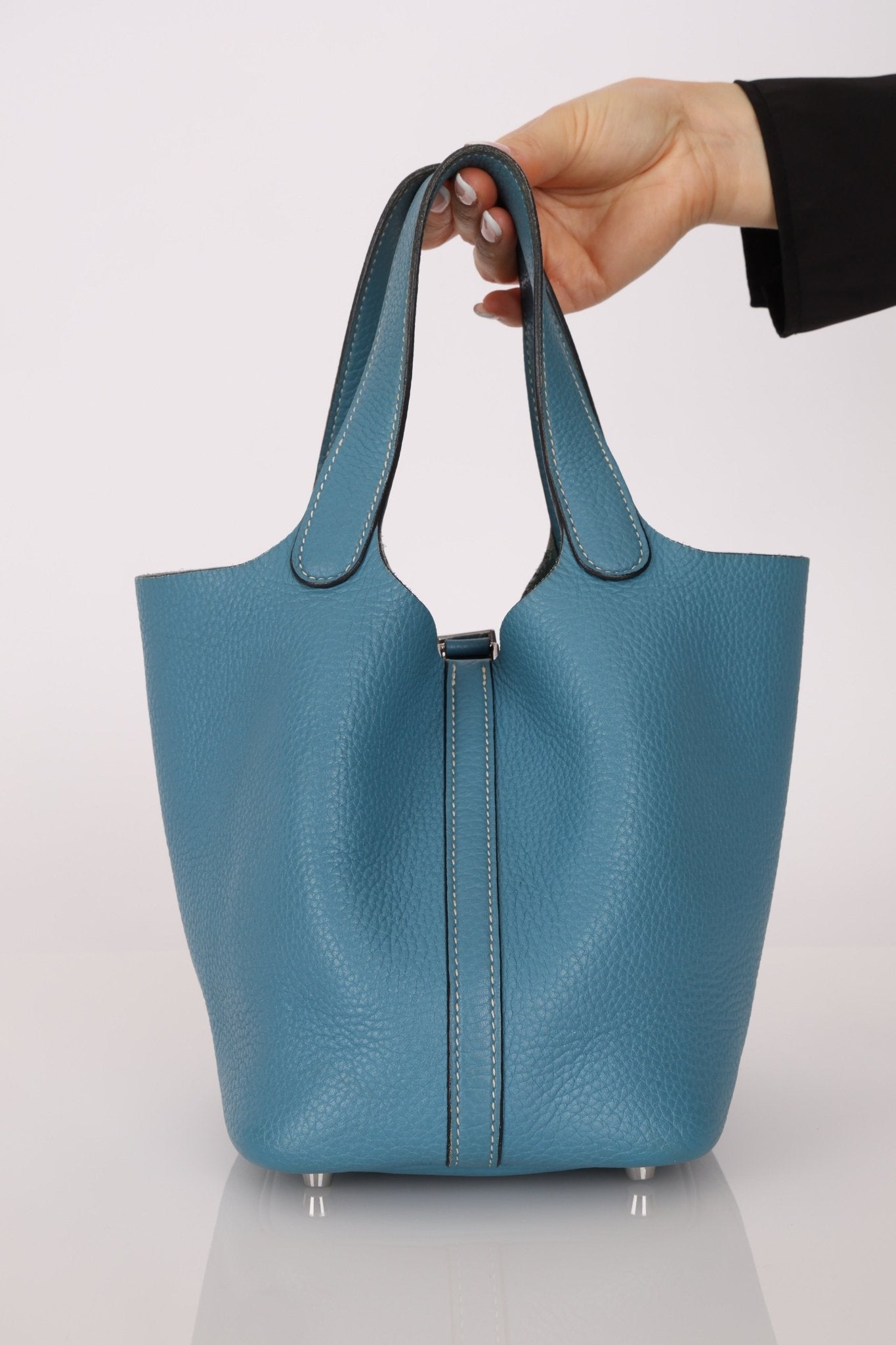 Hermès 2014 Bleu Jean Taurillon Clemence Picotin 18 PHW - FashioNica