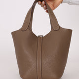 Hermès 2014 Etoupe Clemence Picotin 18 PHW - FashioNica