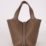 Hermès 2014 Etoupe Clemence Picotin 18 PHW - FashioNica