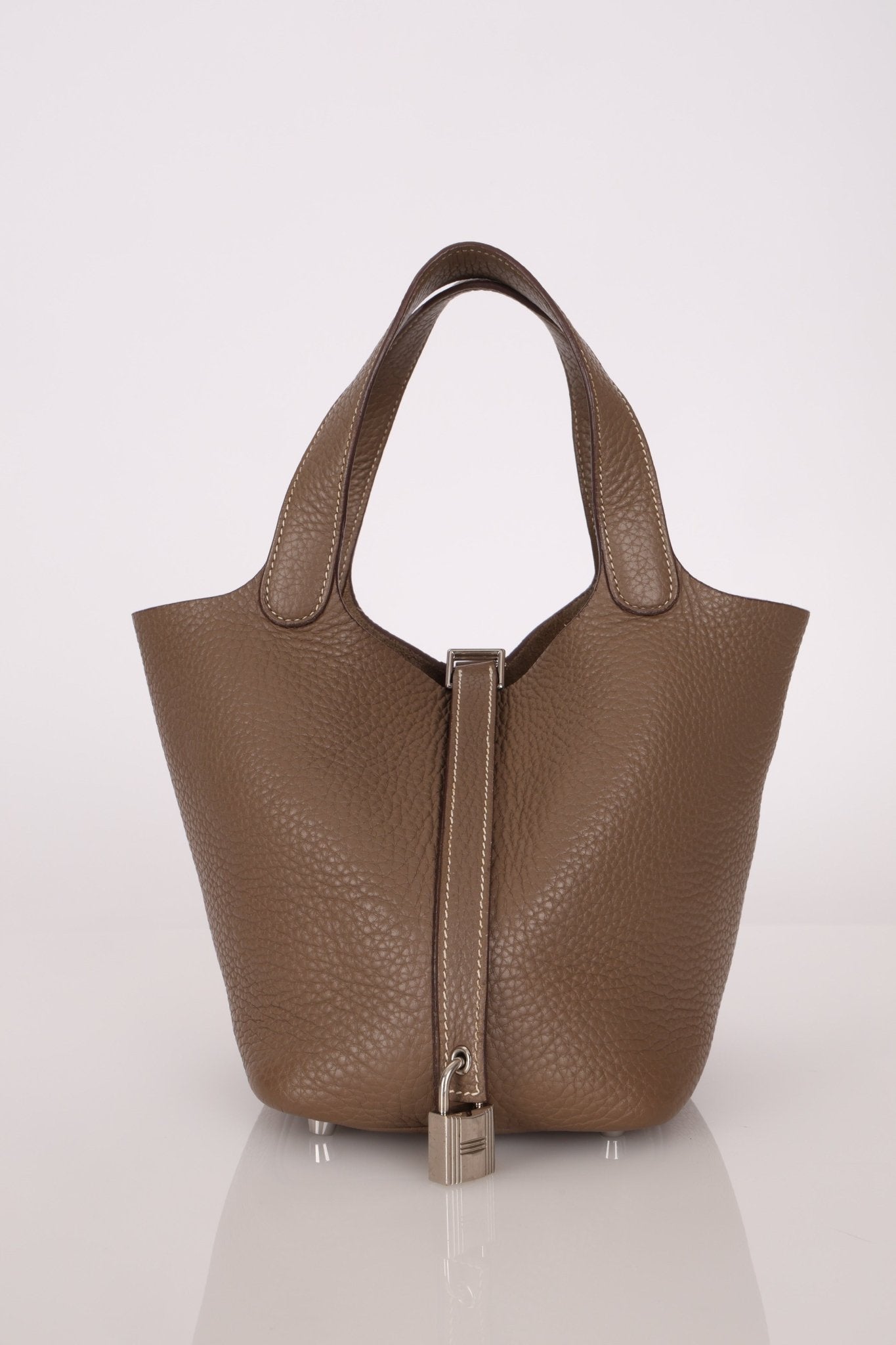 Hermès 2014 Etoupe Clemence Picotin 18 PHW - FashioNica