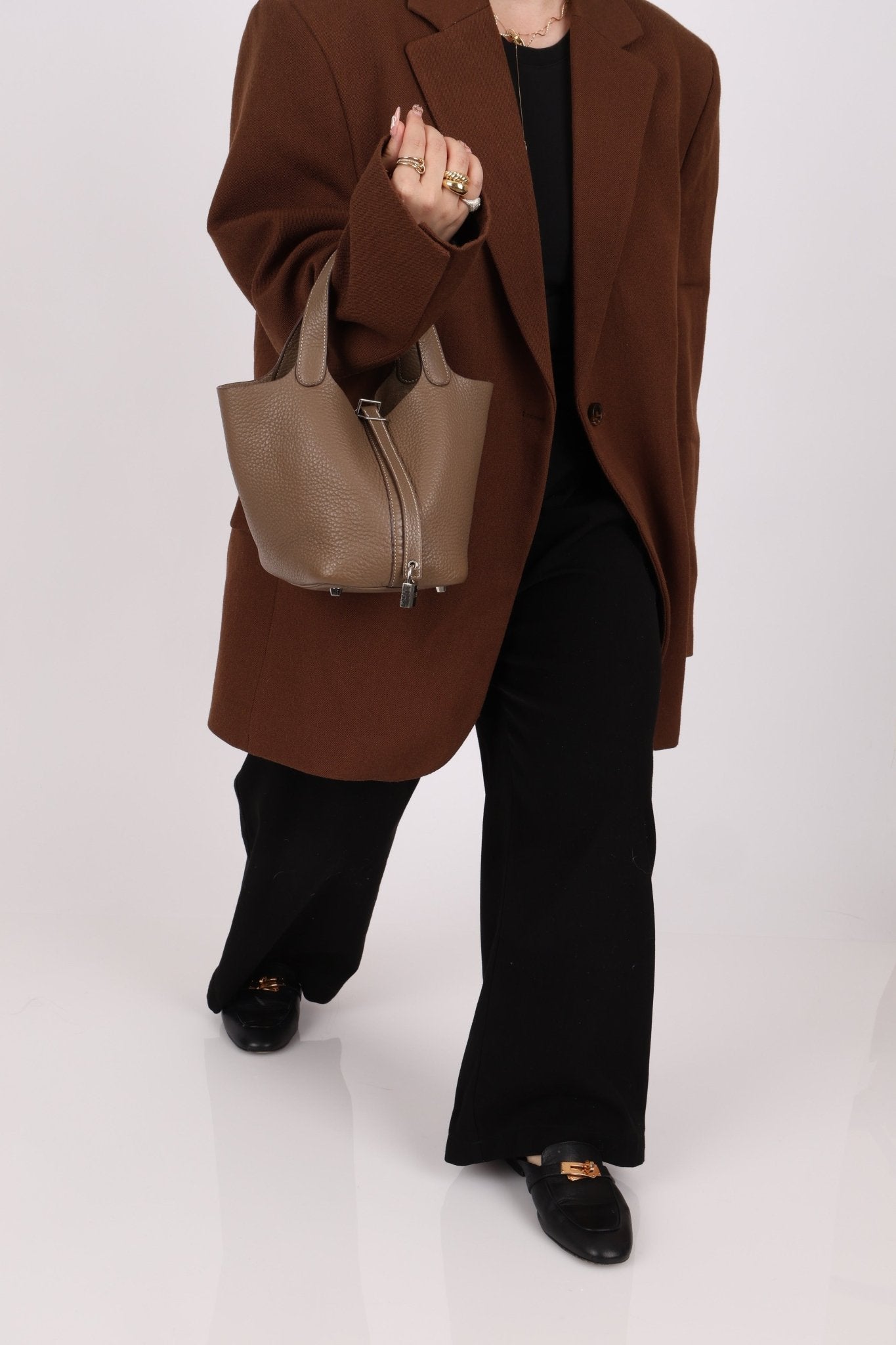 Hermès 2014 Etoupe Clemence Picotin 18 PHW - FashioNica