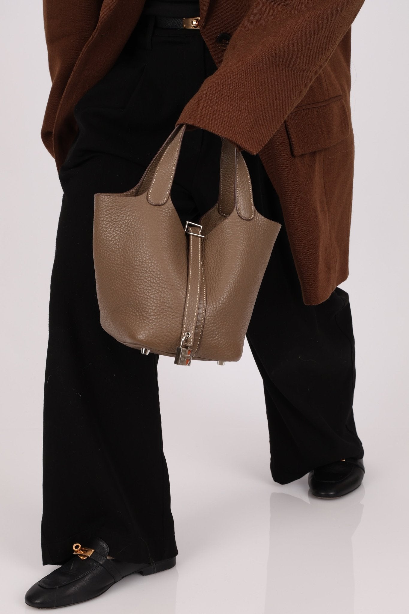 Hermès 2014 Etoupe Clemence Picotin 18 PHW - FashioNica