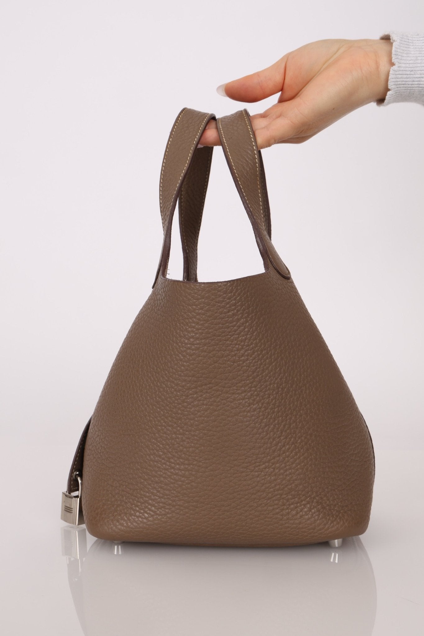 Hermès 2014 Etoupe Clemence Picotin 18 PHW - FashioNica