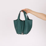 Hermès 2017 Malachite Clemence Picotin 18 PHW - FashioNica