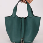 Hermès 2017 Malachite Clemence Picotin 18 PHW - FashioNica