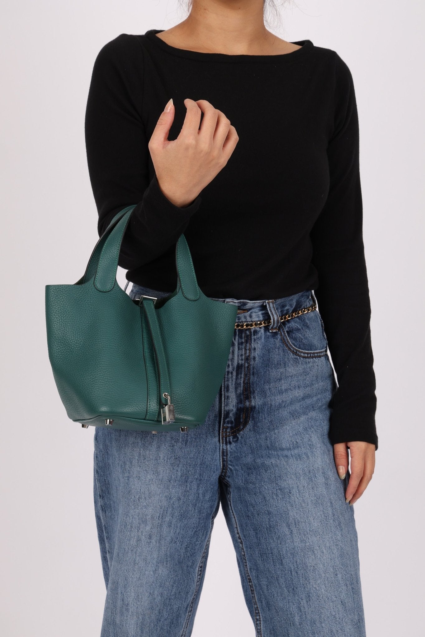 Hermès 2017 Malachite Clemence Picotin 18 PHW - FashioNica