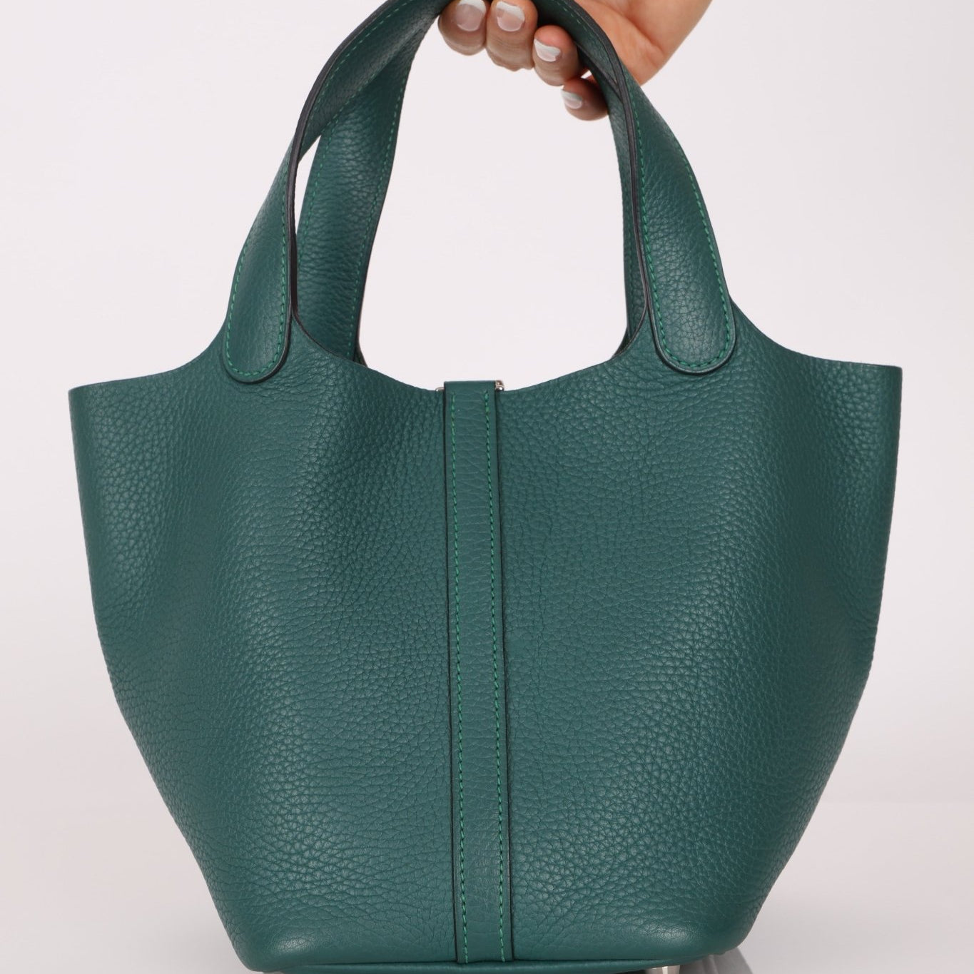 Hermès 2017 Malachite Clemence Picotin 18 PHW - FashioNica
