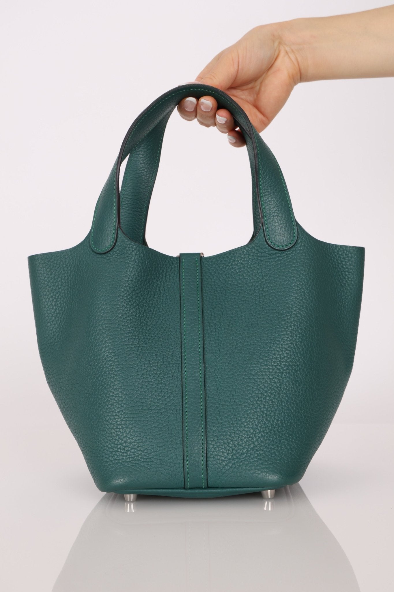 Hermès 2017 Malachite Clemence Picotin 18 PHW - FashioNica