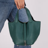 Hermès 2017 Malachite Clemence Picotin 18 PHW - FashioNica