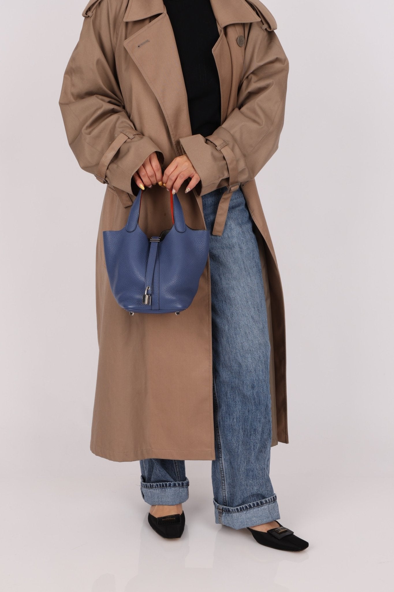 Hermès 2018 Bleu Brighton Capucine Taurillon Clemence and Swift Éclat Picotin Lock 18 PHW - FashioNica