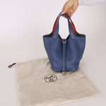 Hermès 2018 Bleu Brighton Capucine Taurillon Clemence and Swift Éclat Picotin Lock 18 PHW - FashioNica