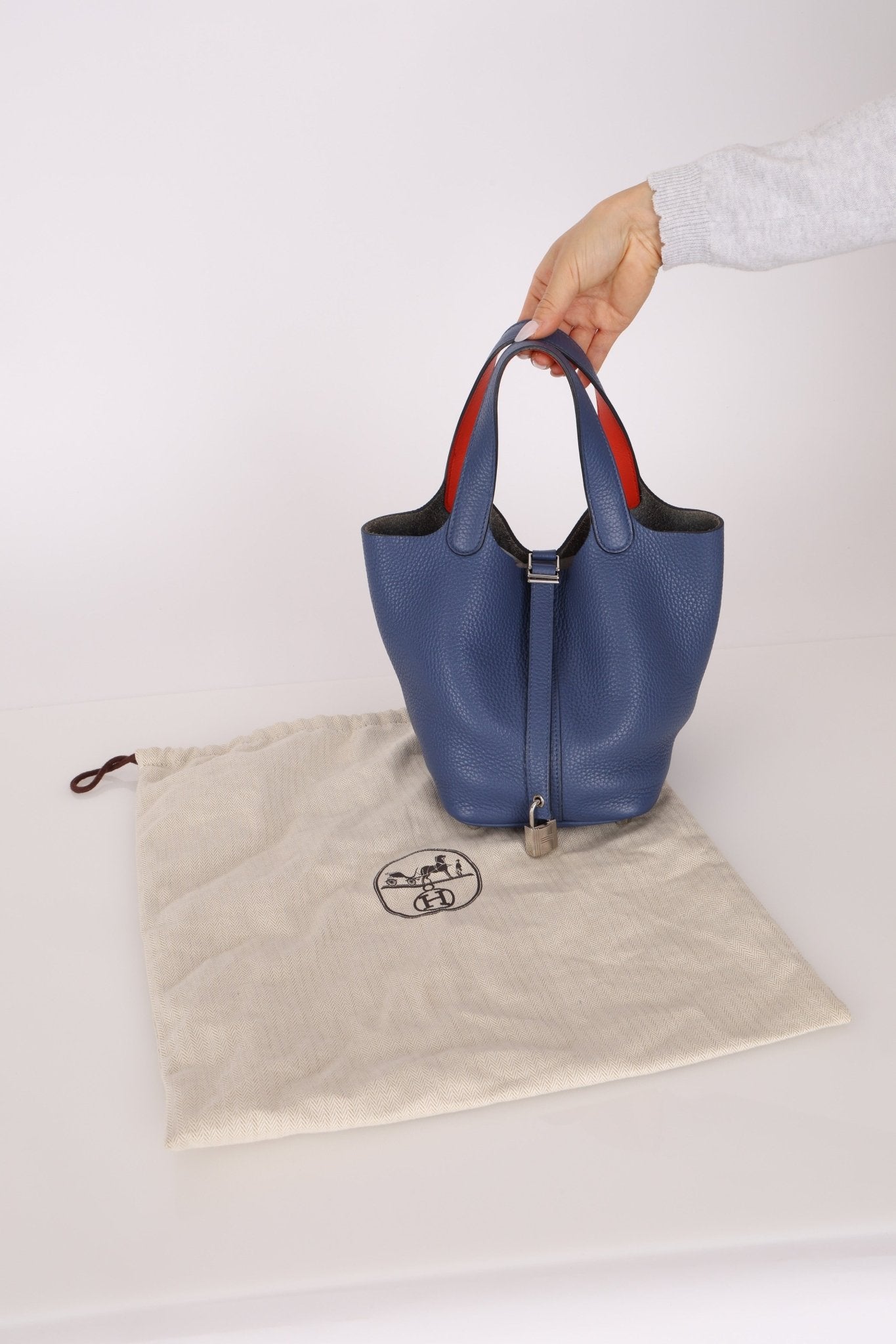 Hermès 2018 Bleu Brighton Capucine Taurillon Clemence and Swift Éclat Picotin Lock 18 PHW - FashioNica