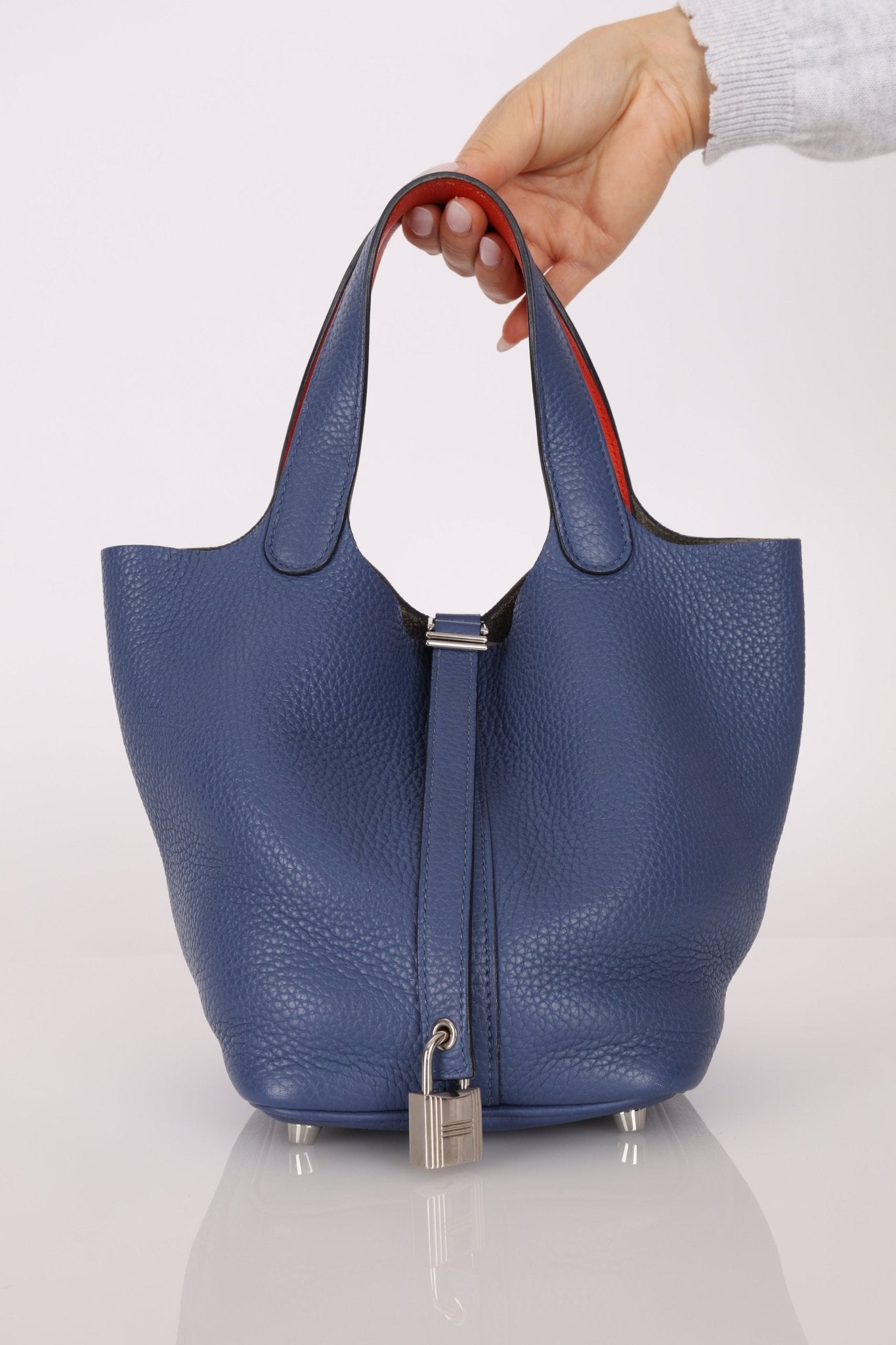 Hermès 2018 Bleu Brighton Capucine Taurillon Clemence and Swift Éclat Picotin Lock 18 PHW - FashioNica