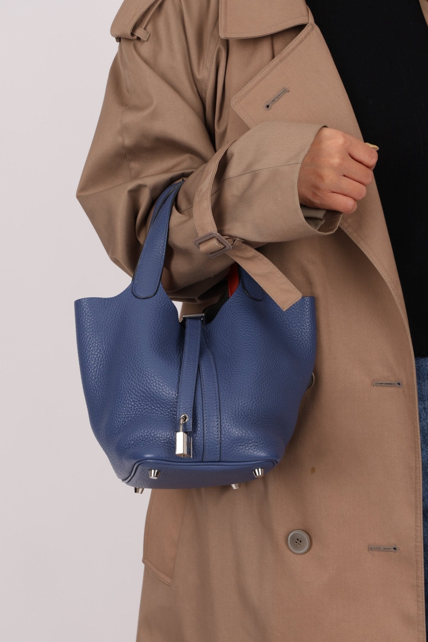 Hermès 2018 Bleu Brighton Capucine Taurillon Clemence and Swift Éclat Picotin Lock 18 PHW - FashioNica