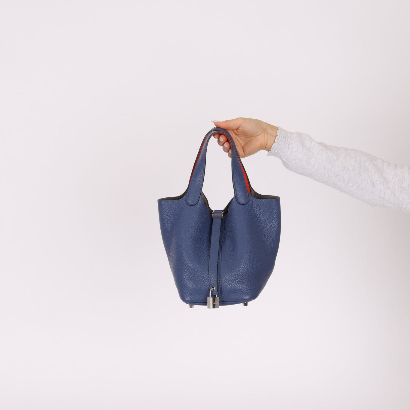 Hermès 2018 Bleu Brighton Capucine Taurillon Clemence and Swift Éclat Picotin Lock 18 PHW - FashioNica