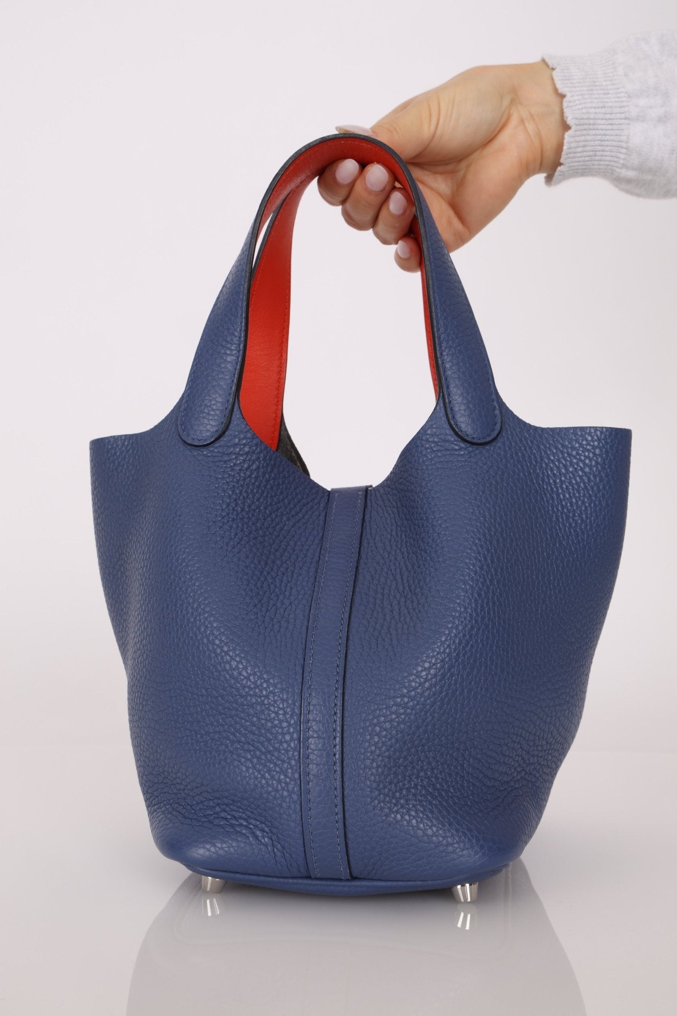 Hermès 2018 Bleu Brighton Capucine Taurillon Clemence and Swift Éclat Picotin Lock 18 PHW - FashioNica