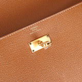Hermes 2018 Gold Epsom Kelly Long Wallet with Custom Strap GHW - FashioNica