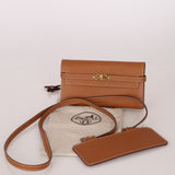 Hermes 2018 Gold Epsom Kelly Long Wallet with Custom Strap GHW - FashioNica