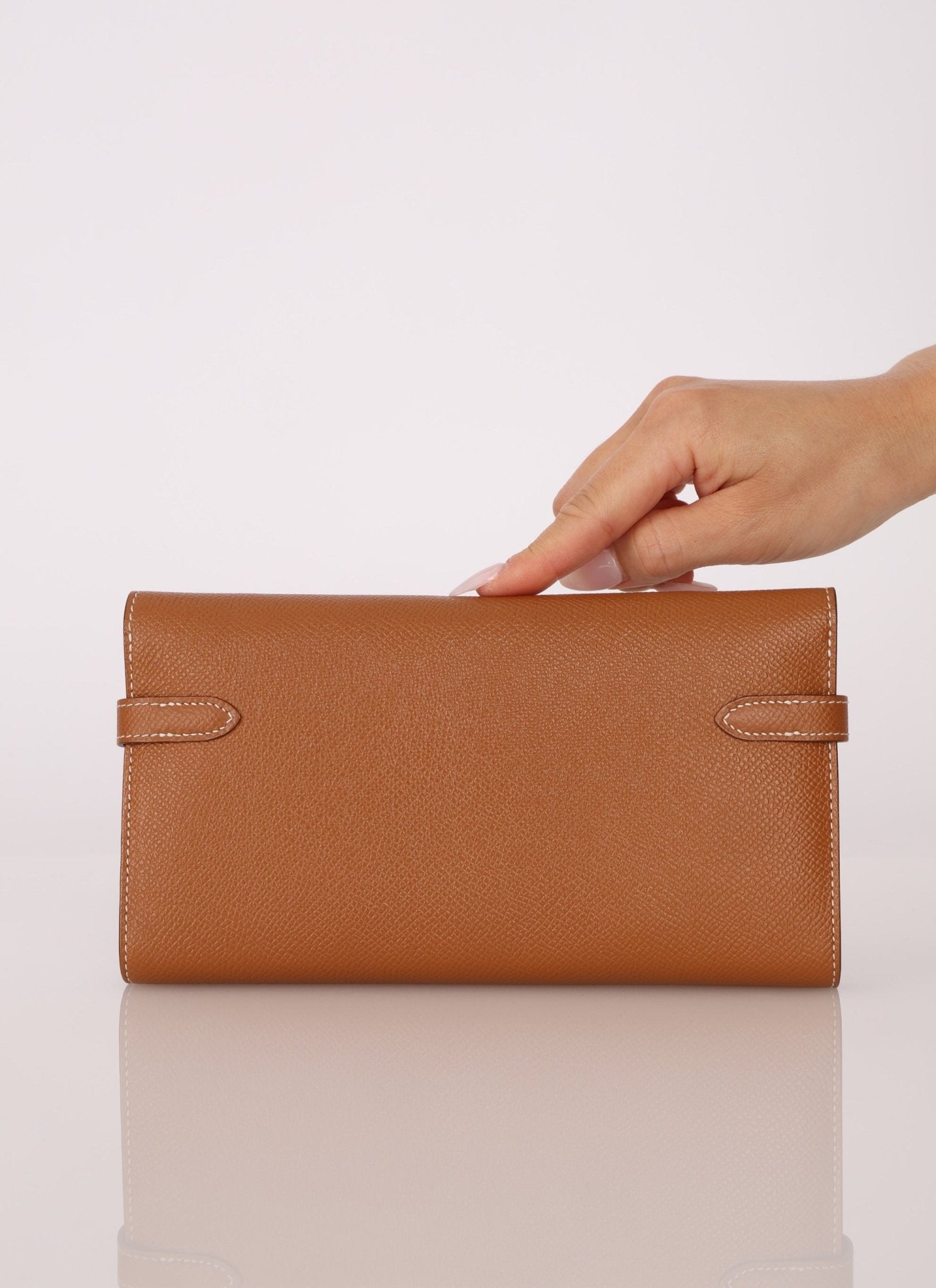 Hermes 2018 Gold Epsom Kelly Long Wallet with Custom Strap GHW - FashioNica