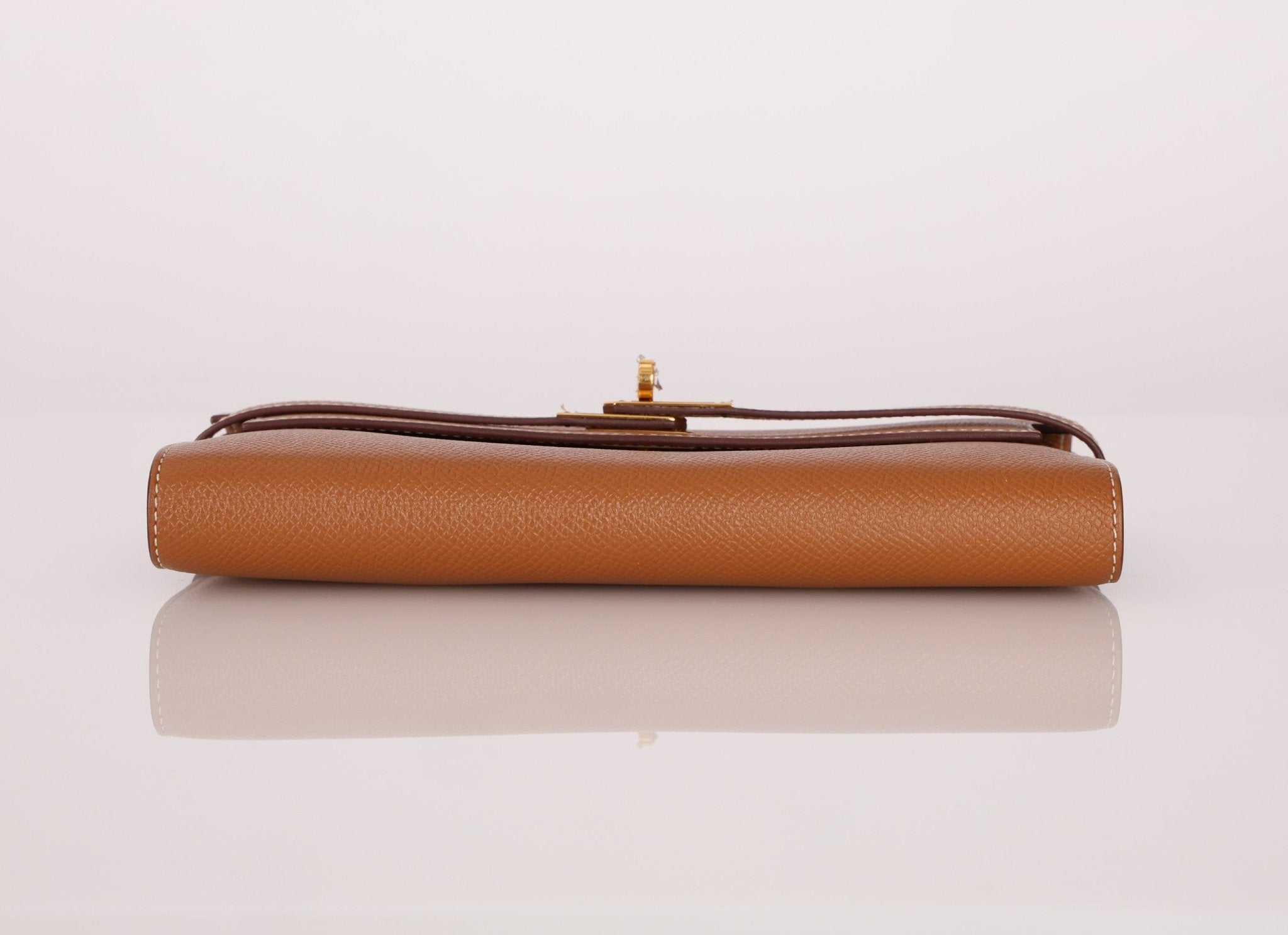 Hermes 2018 Gold Epsom Kelly Long Wallet with Custom Strap GHW - FashioNica