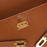 Hermes 2018 Gold Epsom Kelly Long Wallet with Custom Strap GHW - FashioNica
