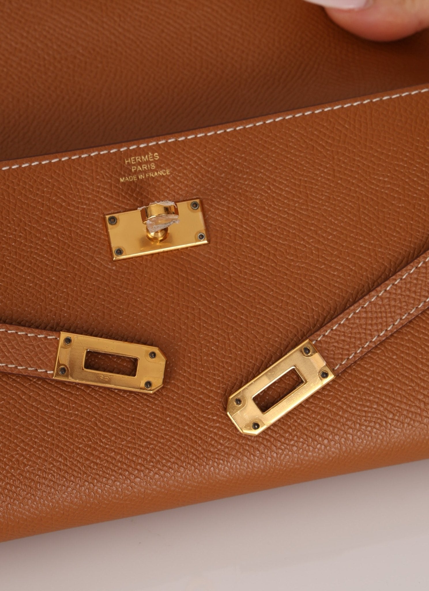 Hermes 2018 Gold Epsom Kelly Long Wallet with Custom Strap GHW - FashioNica