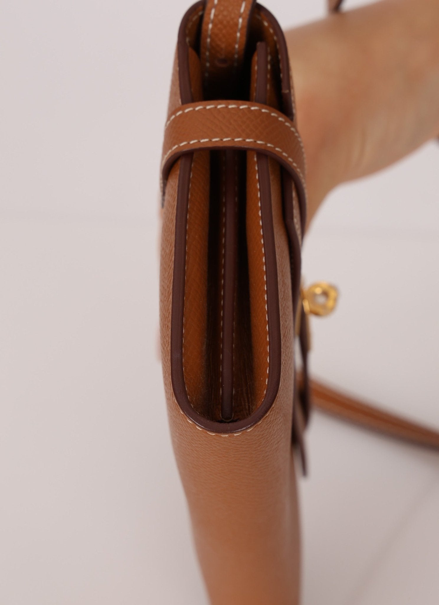 Hermes 2018 Gold Epsom Kelly Long Wallet with Custom Strap GHW - FashioNica