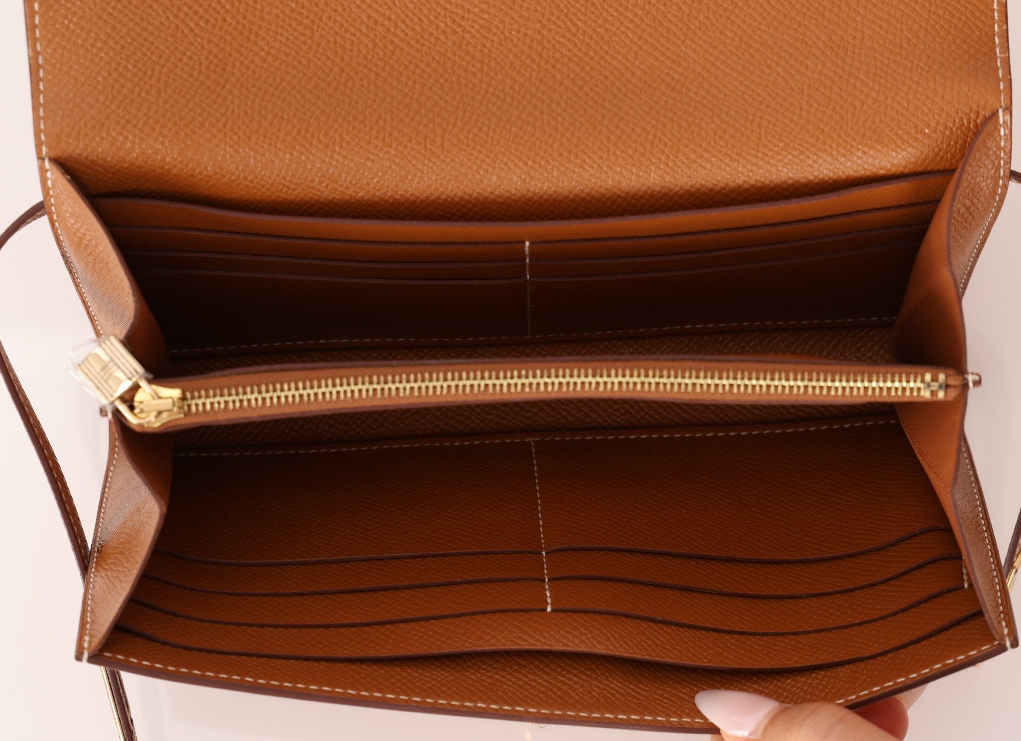 Hermes 2018 Gold Epsom Kelly Long Wallet with Custom Strap GHW - FashioNica